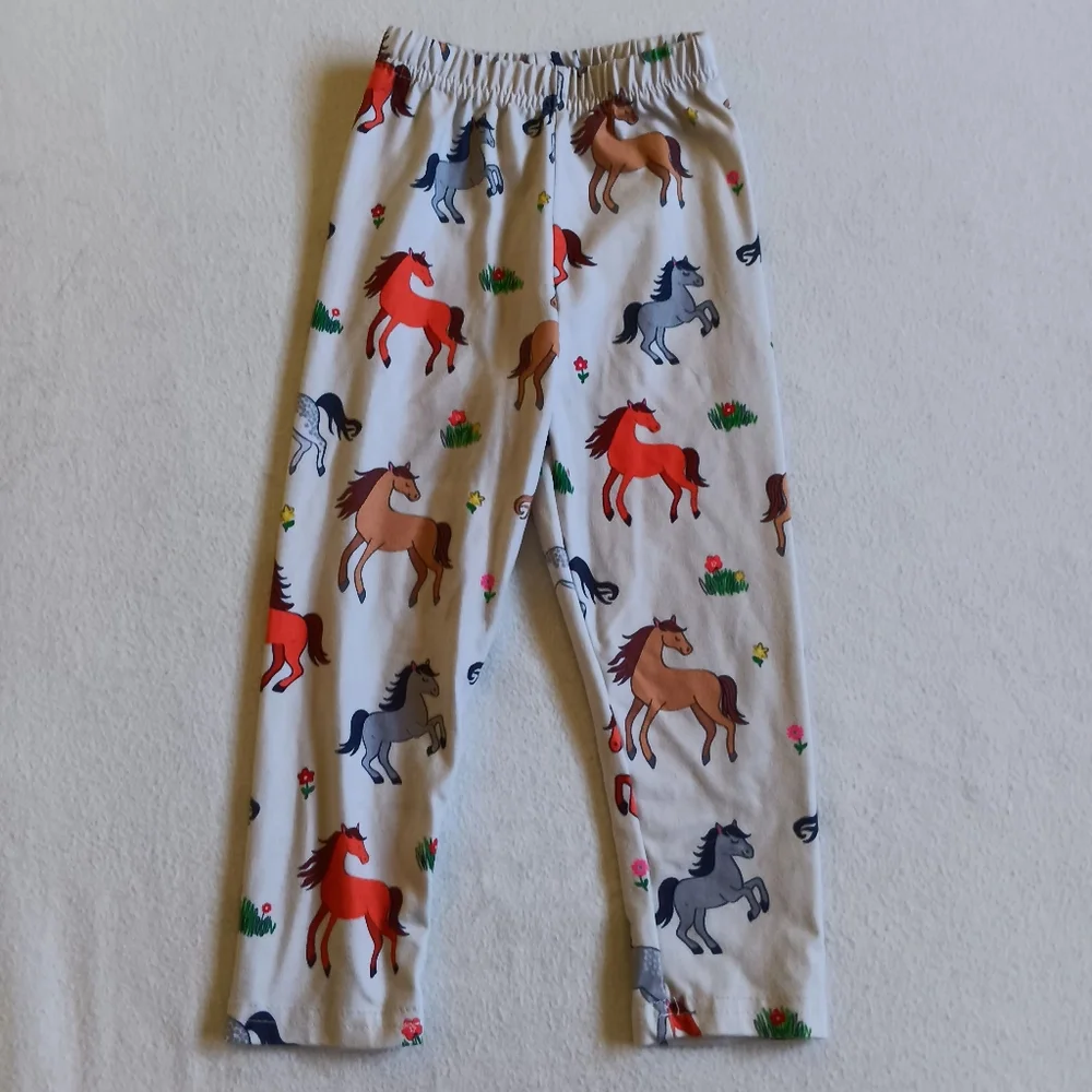 Kids Sz9-12M Leggings with Colorful Horse Print